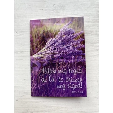 Áldjon meg téged az Úr... – Kétoldalas ajándékkísérő kártya csomag – levendula