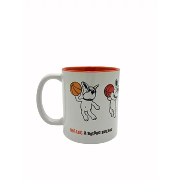 Istenemmel a kőfalon is átugrom – Bolldy, a boldog bulldog – bögre narancssárga belsővel