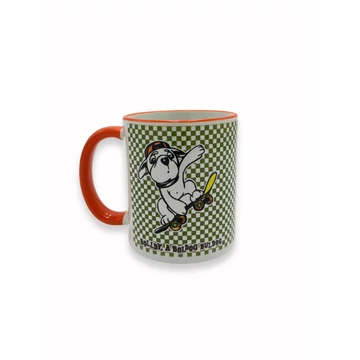 Istenemmel a kőfalon is átugrom – Bolldy, a boldog bulldog – bögre narancssárga füllel