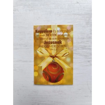 Kegyelem és békesség… – piros gömb – Minikártya csomag, karácsonyi