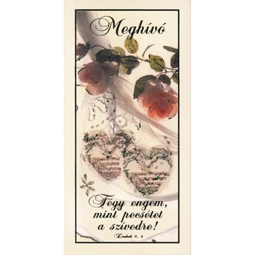 Tégy engem mint pecsétet a szívedre... (esküvői meghívó) – Borítékos képeslap, aranyozott