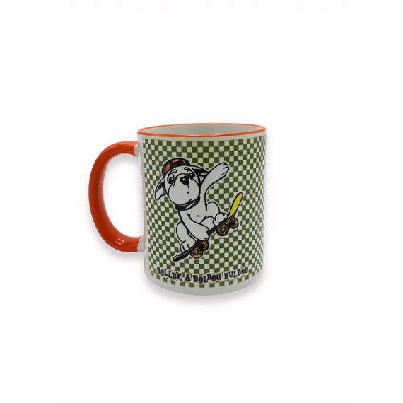 Istenemmel a kőfalon is átugrom – Bolldy, a boldog bulldog – bögre narancssárga füllel