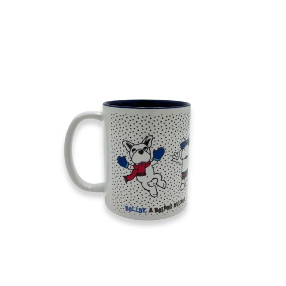 Áldom az Urat minden időben… – Bolldy, a boldog bulldog – bögre kék belsővel