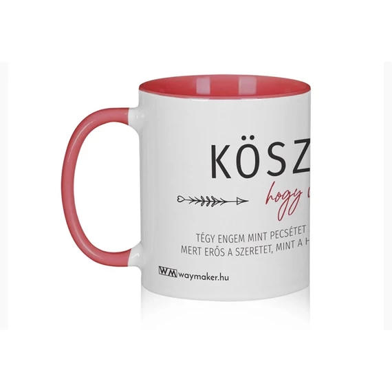 Bögre – Köszönöm – piros fül és belső