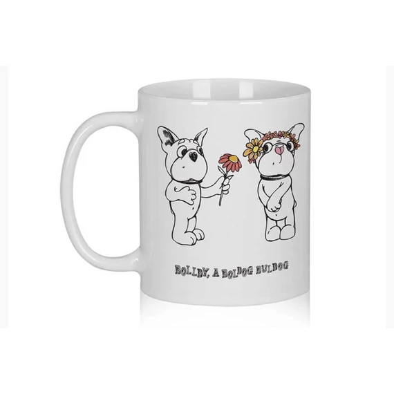 „Az én szerelmesem az enyém…” – Bolldy, a boldog bulldog – bögre