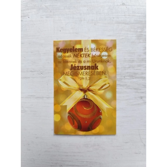 Kegyelem és békesség… – piros gömb – Minikártya csomag, karácsonyi