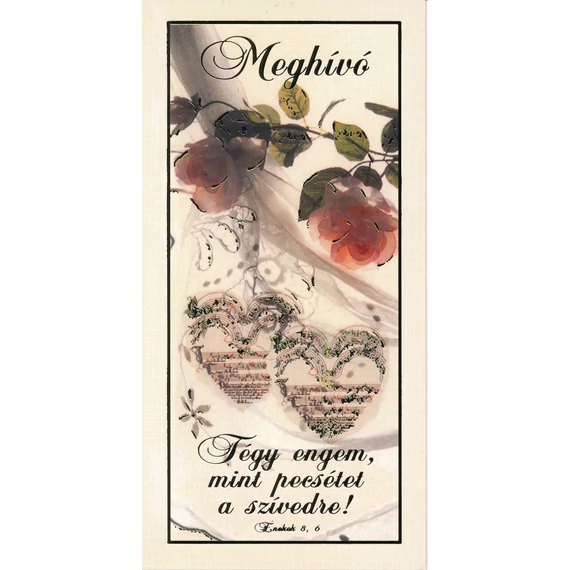 Tégy engem mint pecsétet a szívedre... (esküvői meghívó) – Borítékos képeslap, aranyozott