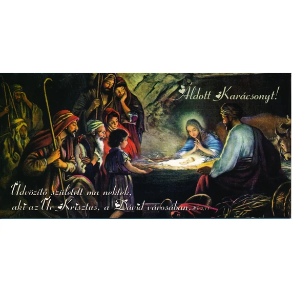Üdvözítő született ma nektek... – Karácsonyi borítékos képeslap