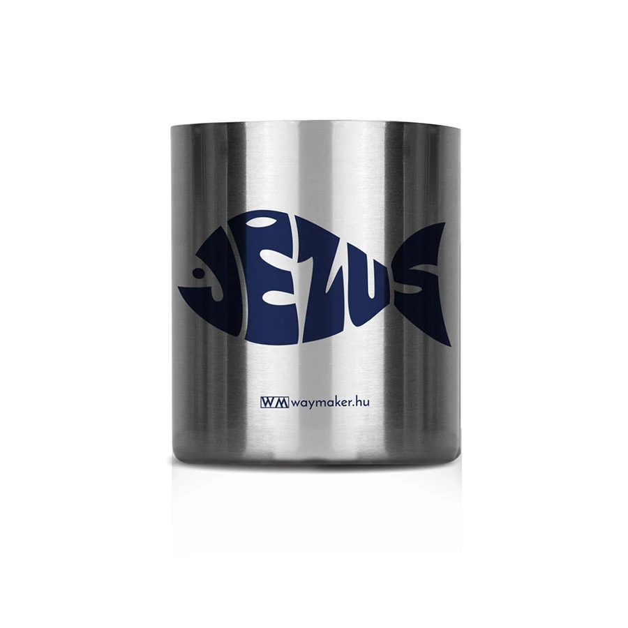 „Jézus-hal” – fémbögre, középméretű