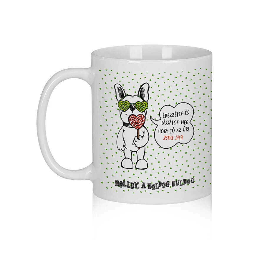 „...jó az Úr!” – Bolldy, a boldog bulldog – bögre