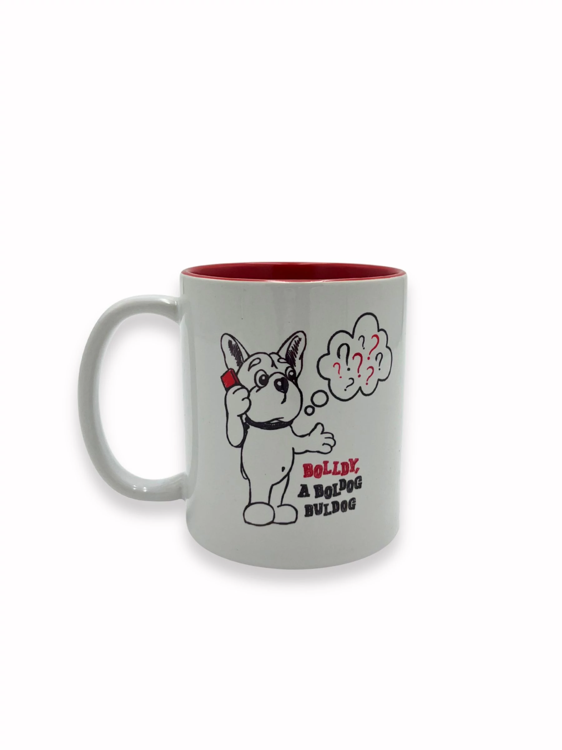 Hívj segítségül engem... – Bolldy, a boldog bulldog – bögre piros belsővel