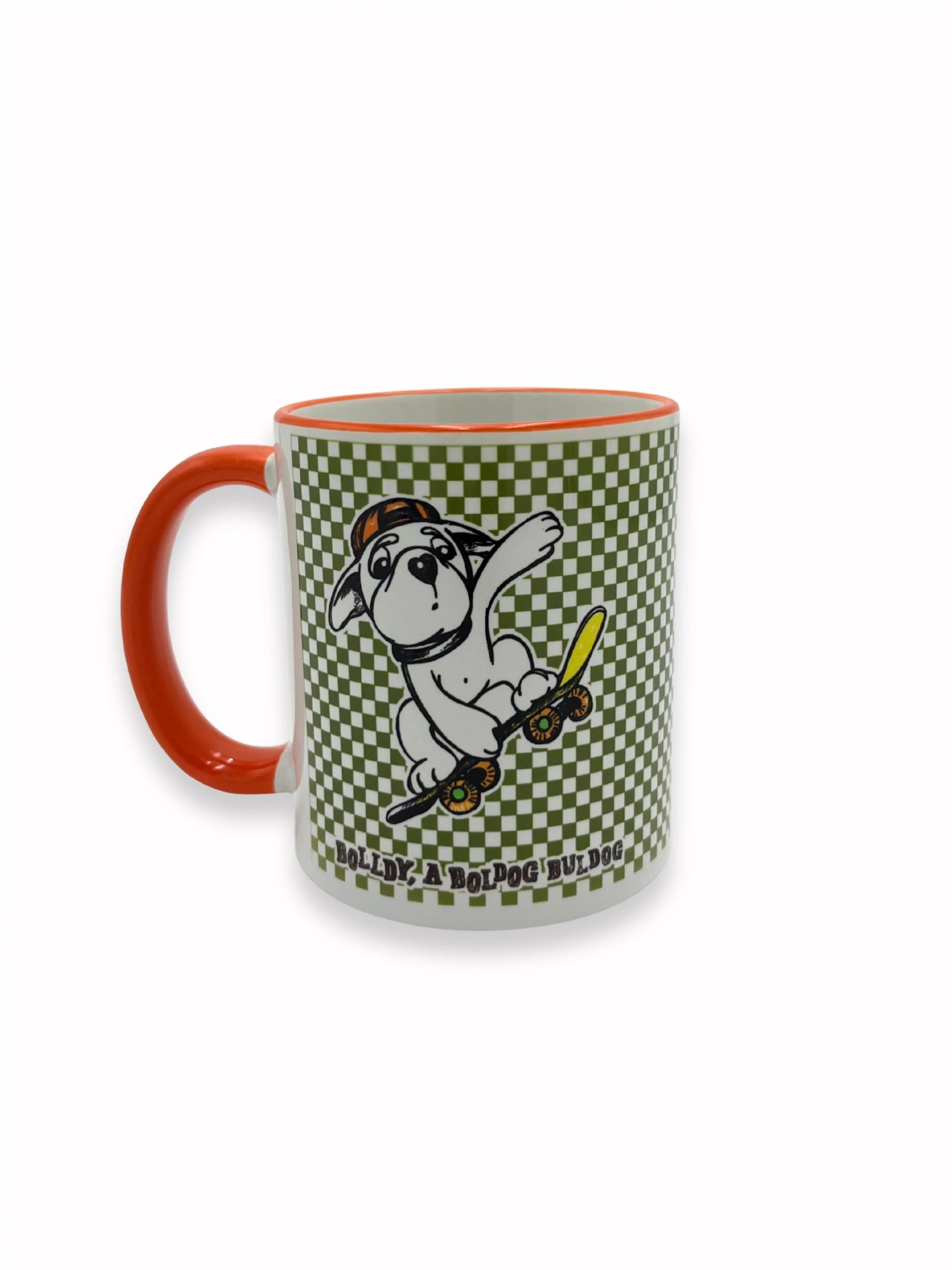 Istenemmel a kőfalon is átugrom – Bolldy, a boldog bulldog – bögre narancssárga füllel