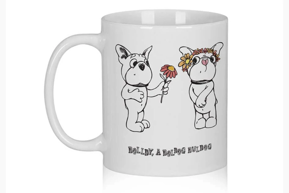 „Az én szerelmesem az enyém…” – Bolldy, a boldog bulldog – bögre