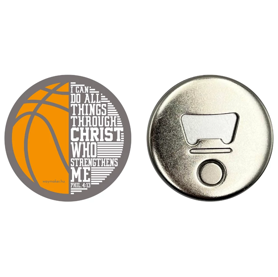 „I Can Do All Things” – Hűtőmágnes üvegnyitóval