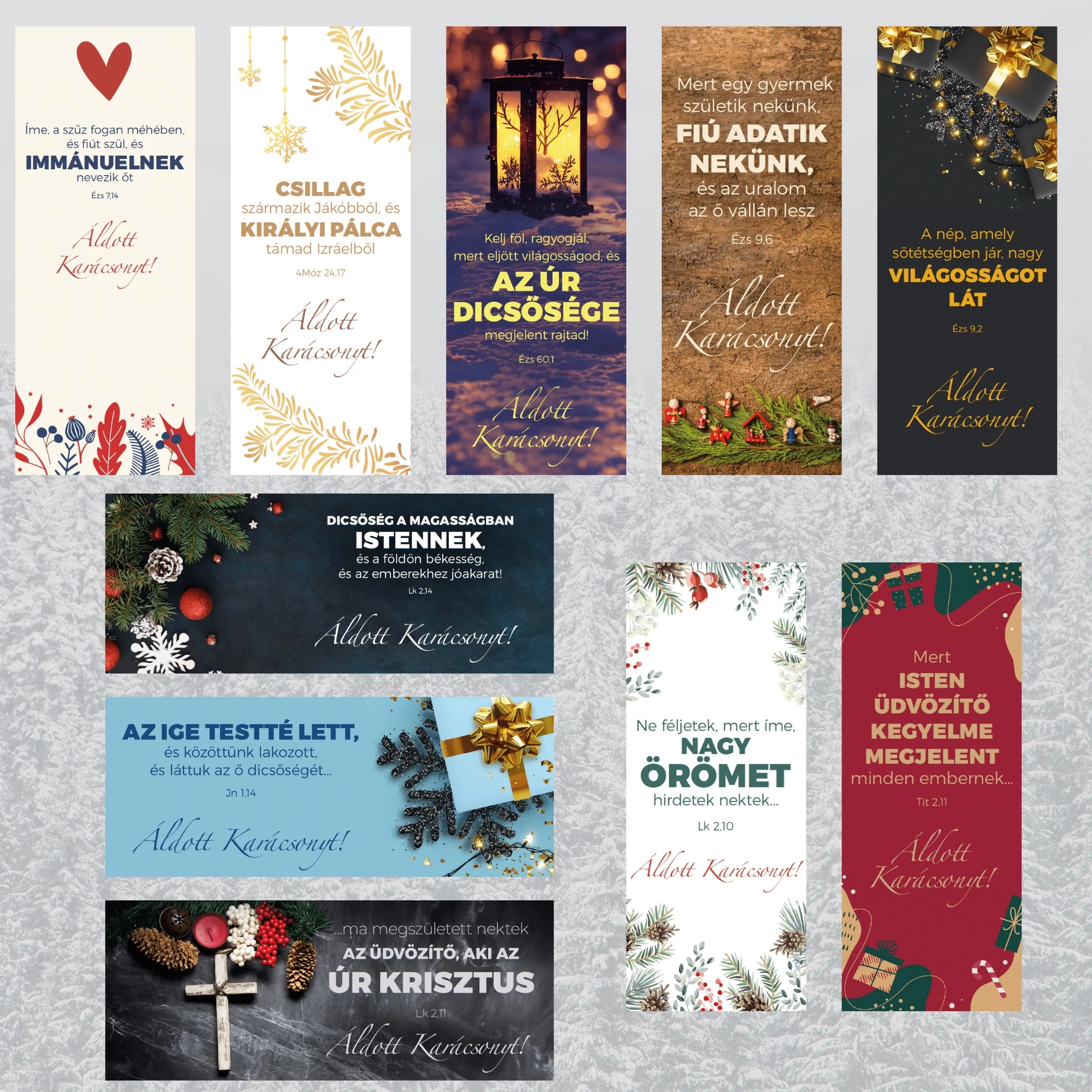 Karácsonyi könyvjelző csomag – vegyes, 10 db