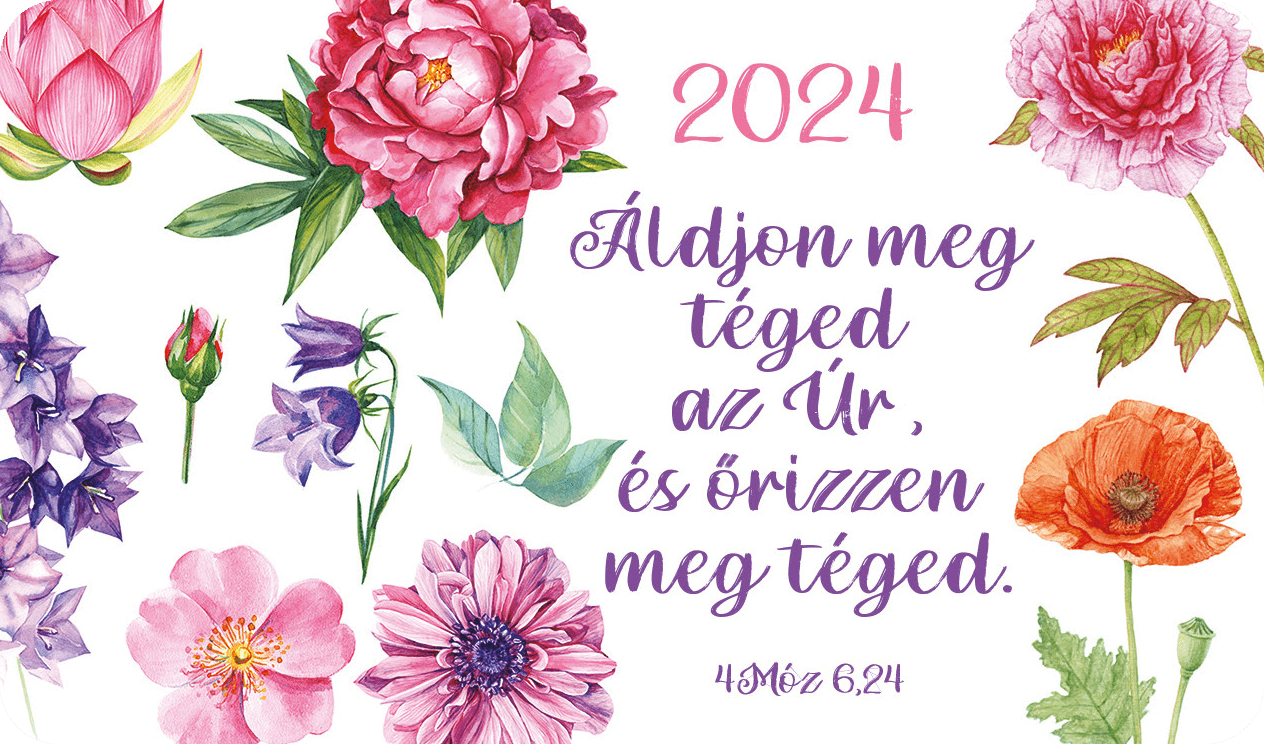 Kártyanaptár csomag 2024 (25) – Áldjon meg téged az Úr (virágok)