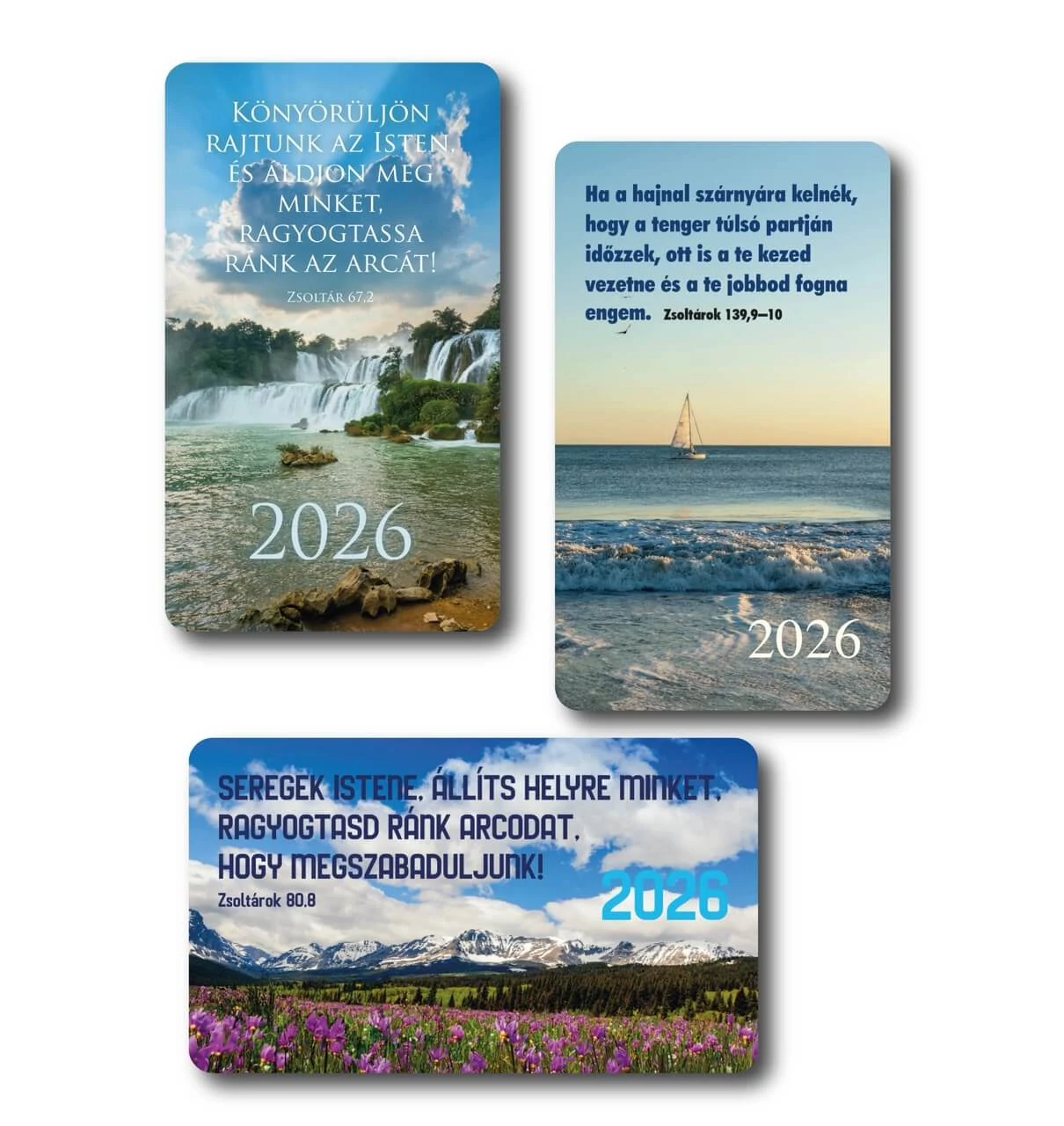 2026 Kártyanaptár csomag (3x10 db) – tenger, vízesés, hegy