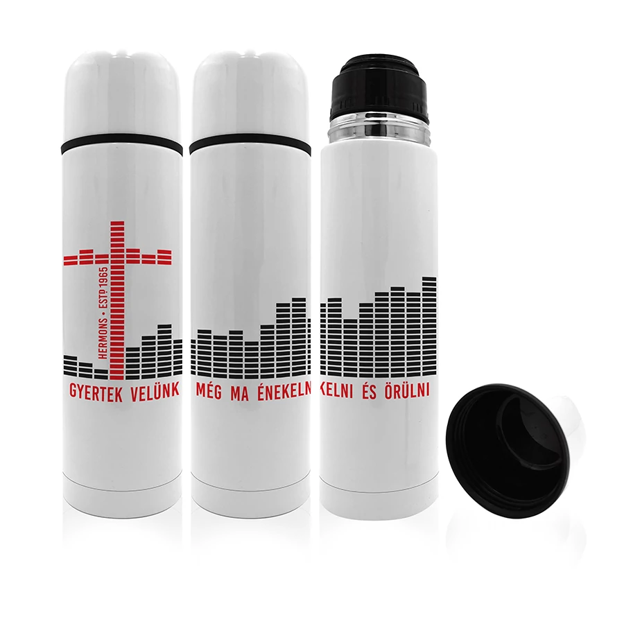 „Gyertek velünk...” – fekete-piros equalizer – termosz – Hermons