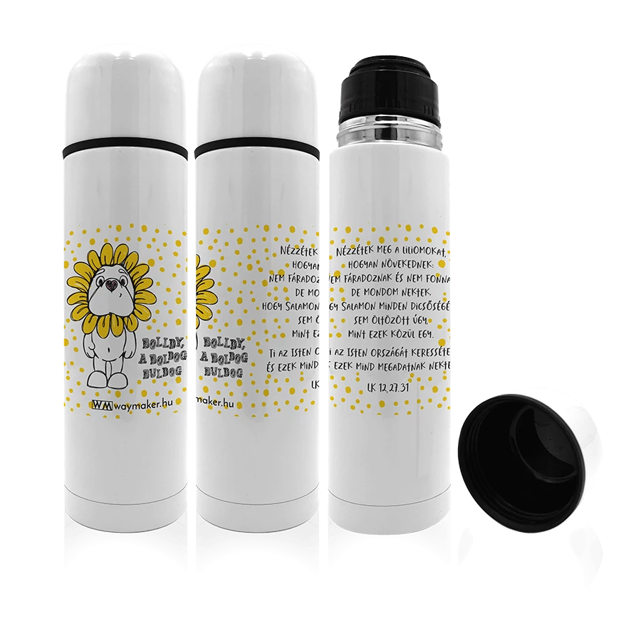 „Nézzétek meg a liliomokat…” – termosz – Bolldy, a boldog bulldog